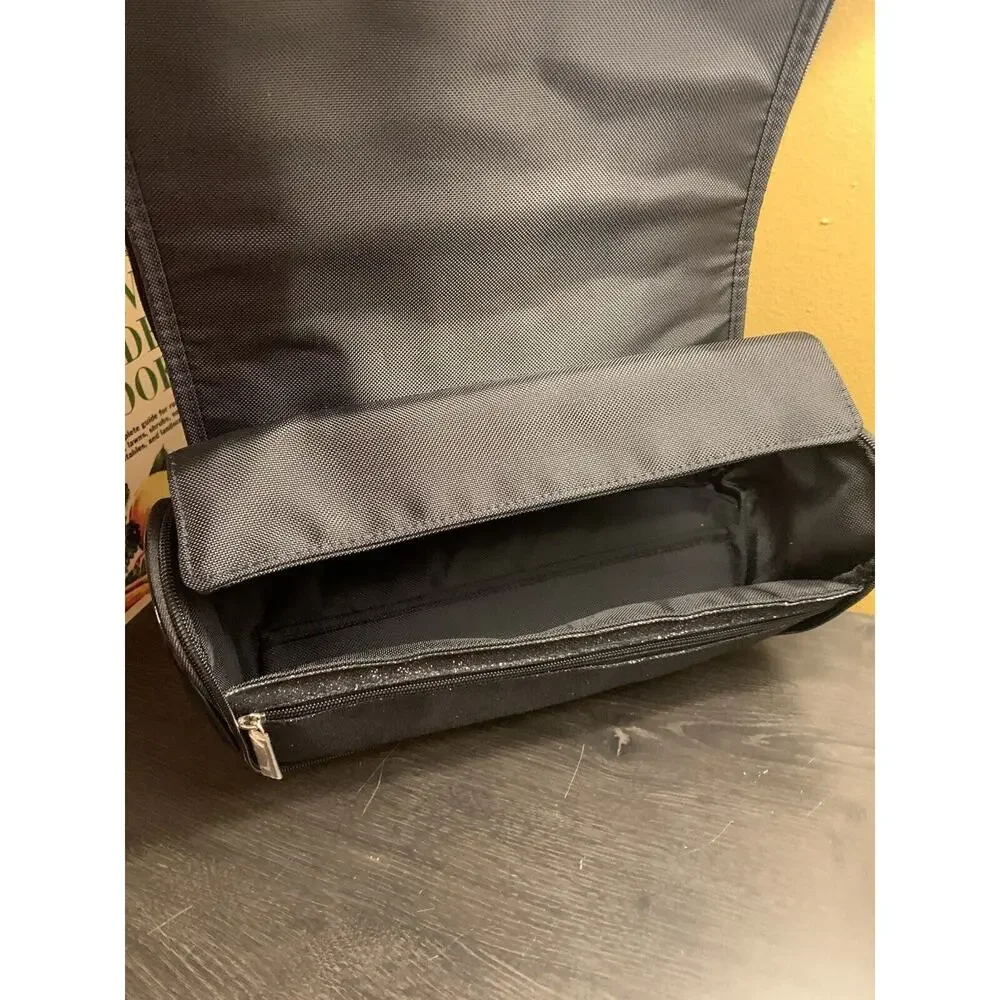 GHD Cosmetic Bag with Satin Bow Glitter Black And Silver Hair Styler Makeup Case